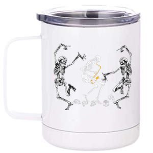 Funny Dancing Skeleton Playing Saxophone Halloween 12 oz Stainless Steel Tumbler Cup