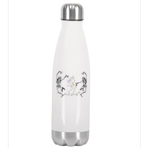 Funny Dancing Skeleton Playing Saxophone Halloween Stainless Steel Insulated Water Bottle