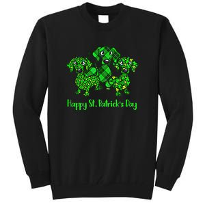 Funny Dashchund Saint Patricks Day Peace Love Shamrock Tall Sweatshirt