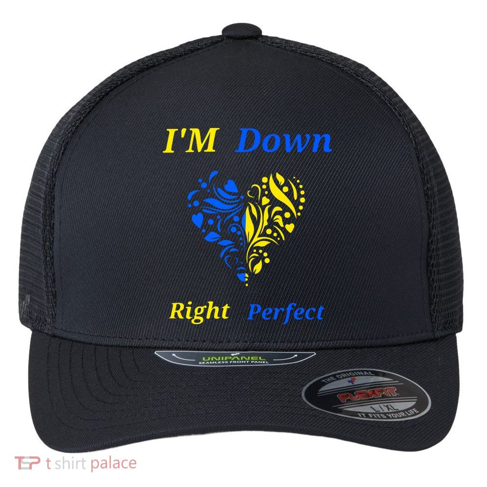 Funny Down Syndrome Right Perfect Heart Gift Flexfit Unipanel Trucker Cap