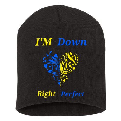 Funny Down Syndrome Right Perfect Heart Gift Short Acrylic Beanie