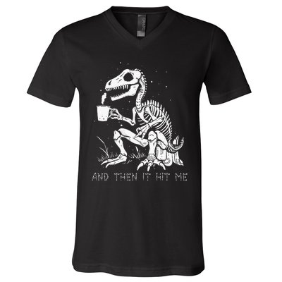 Funny Dinosaur Skeleton Costume Goth Halloween V-Neck T-Shirt