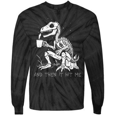 Funny Dinosaur Skeleton Costume Goth Halloween Tie-Dye Long Sleeve Shirt