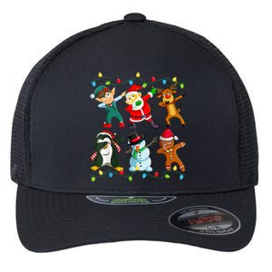 Festive Dabbing Santa Elf Deer Friends for Christmas Flexfit Unipanel Trucker Cap