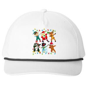 Festive Dabbing Santa Elf Deer Friends for Christmas Snapback Five-Panel Rope Hat