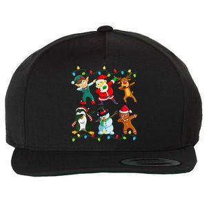 Festive Dabbing Santa Elf Deer Friends for Christmas Wool Snapback Cap