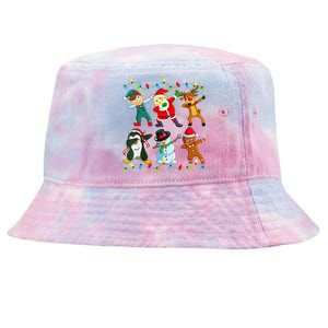 Festive Dabbing Santa Elf Deer Friends for Christmas Tie-Dyed Bucket Hat