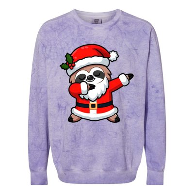 Funny Dabbing Sloth In Santa Claus Christmas Costume Xmas Cool Gift Colorblast Crewneck Sweatshirt