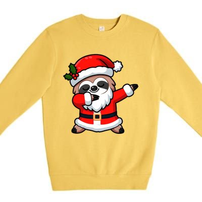 Funny Dabbing Sloth In Santa Claus Christmas Costume Xmas Cool Gift Premium Crewneck Sweatshirt