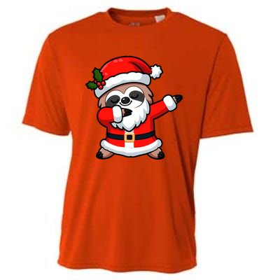 Funny Dabbing Sloth In Santa Claus Christmas Costume Xmas Cool Gift Cooling Performance Crew T-Shirt