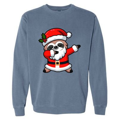 Funny Dabbing Sloth In Santa Claus Christmas Costume Xmas Cool Gift Garment-Dyed Sweatshirt