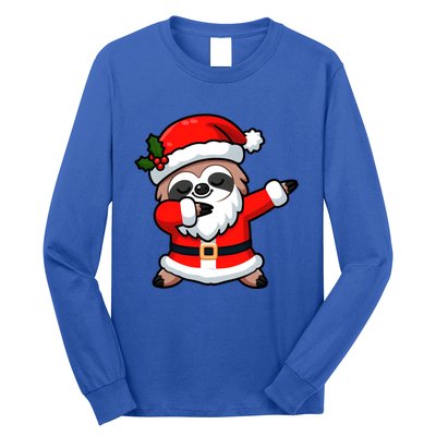 Funny Dabbing Sloth In Santa Claus Christmas Costume Xmas Cool Gift Long Sleeve Shirt