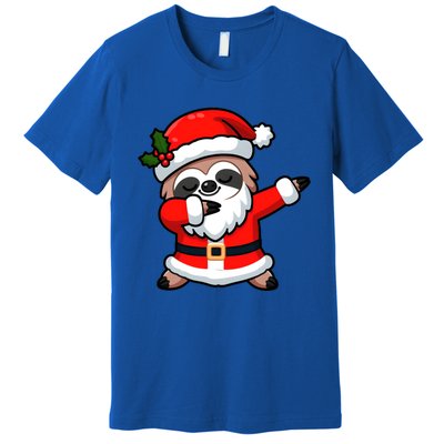 Funny Dabbing Sloth In Santa Claus Christmas Costume Xmas Cool Gift Premium T-Shirt