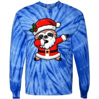 Funny Dabbing Sloth In Santa Claus Christmas Costume Xmas Cool Gift Tie-Dye Long Sleeve Shirt