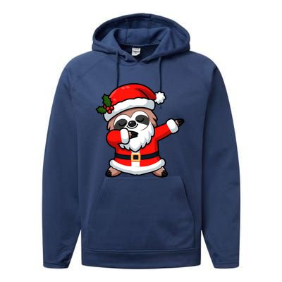 Funny Dabbing Sloth In Santa Claus Christmas Costume Xmas Cool Gift Performance Fleece Hoodie