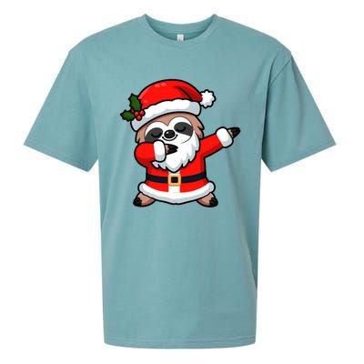 Funny Dabbing Sloth In Santa Claus Christmas Costume Xmas Cool Gift Sueded Cloud Jersey T-Shirt