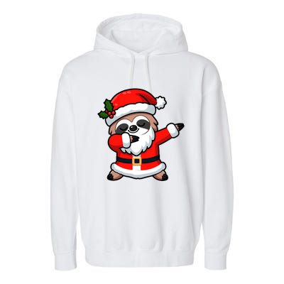 Funny Dabbing Sloth In Santa Claus Christmas Costume Xmas Cool Gift Garment-Dyed Fleece Hoodie