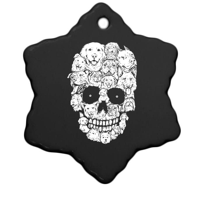 Funny Dog Skull Dogs Paw Lover Halloween Dog Skeleton Ceramic Star Ornament