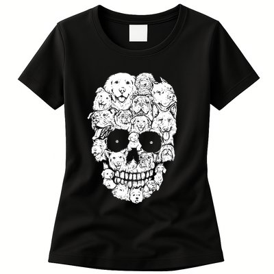 Funny Dog Skull Dogs Paw Lover Halloween Dog Skeleton Womens T-Shirt