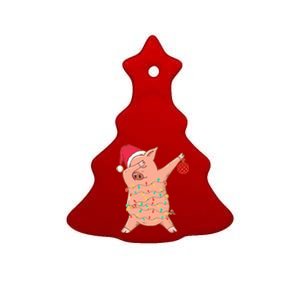 Funny Dabbing Santa Pig Santa Hat Pig Lover Christmas Cool Gift Ceramic Tree Ornament