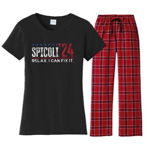 Funny Distressed Spicoli 24 Spicoli 2024 Relax I Can Fix It Women's Flannel Pajama Set