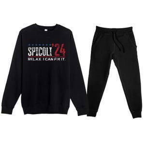 Funny Distressed Spicoli 24 Spicoli 2024 Relax I Can Fix It Premium Crewneck Sweatsuit Set