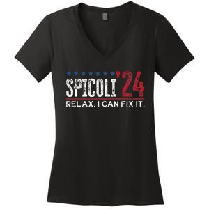 Funny Distressed Spicoli 24 Spicoli 2024 Relax I Can Fix It Women's V-Neck T-Shirt