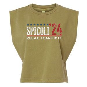 Funny Distressed Spicoli 24 Spicoli 2024 Relax I Can Fix It Garment-Dyed Women's Muscle Tee