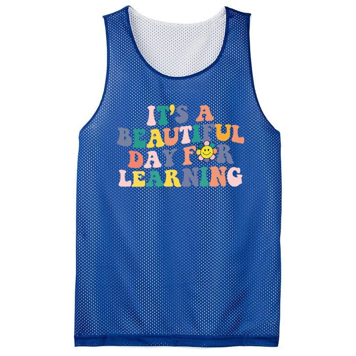 First Day School Its Beautiful Day For Learning Teacher Gift Mesh Reversible Basketball Jersey Tank