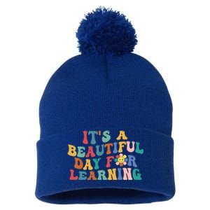 First Day School Its Beautiful Day For Learning Teacher Gift Pom Pom 12in Knit Beanie