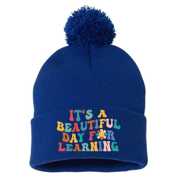 First Day School Its Beautiful Day For Learning Teacher Gift Pom Pom 12in Knit Beanie