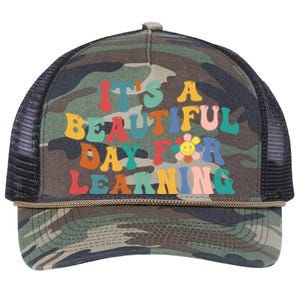 First Day School Its Beautiful Day For Learning Teacher Gift Retro Rope Trucker Hat Cap