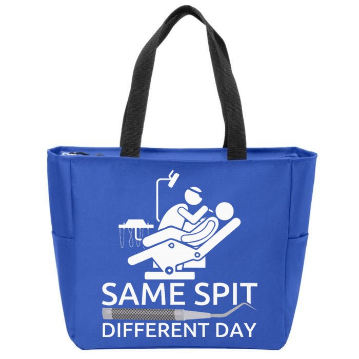 Funny Dentist Same Spit Different Day Dental Chair Zip Tote Bag