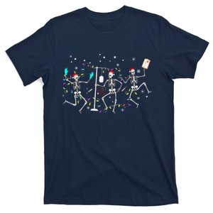 Funny Dancing Skeleton Santa Hat Christmas Lights Xmas Nurse T-Shirt