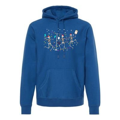 Funny Dancing Skeleton Nurse Christmas Nursing School Xmas Gift Premium Hoodie