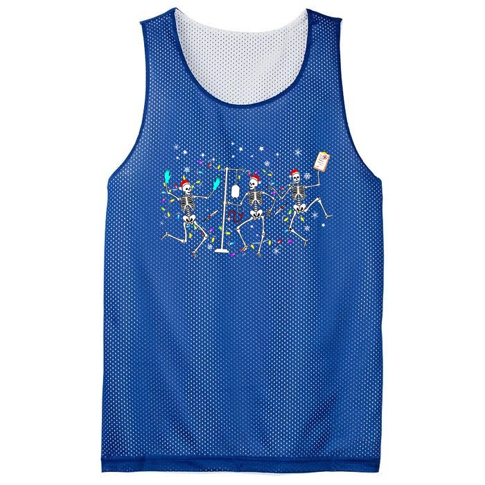 Funny Dancing Skeleton Nurse Christmas Nursing School Xmas Gift Mesh Reversible Basketball Jersey Tank