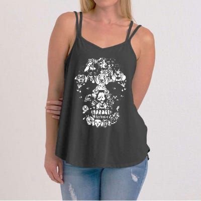 Funny Dachshund Skull Dog Skeleton Halloween Women's Strappy Tank