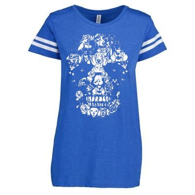 Funny Dachshund Skull Dog Skeleton Halloween Enza Ladies Jersey Football T-Shirt