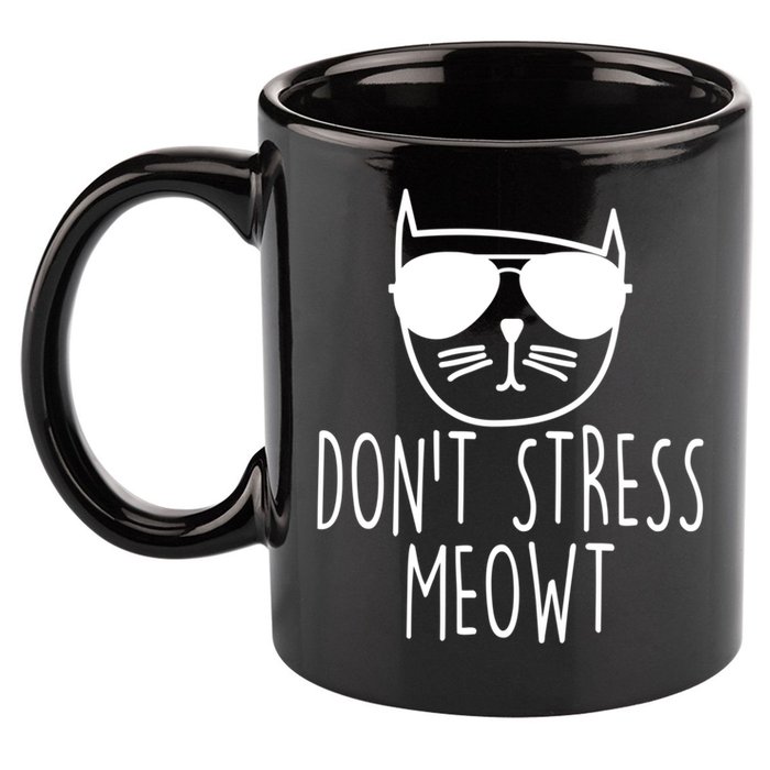 Funny Don't Stress Meowt Cat Owner Don't Stress Me Out Pun Cute Gift 11oz C Handle Ceramic Mug