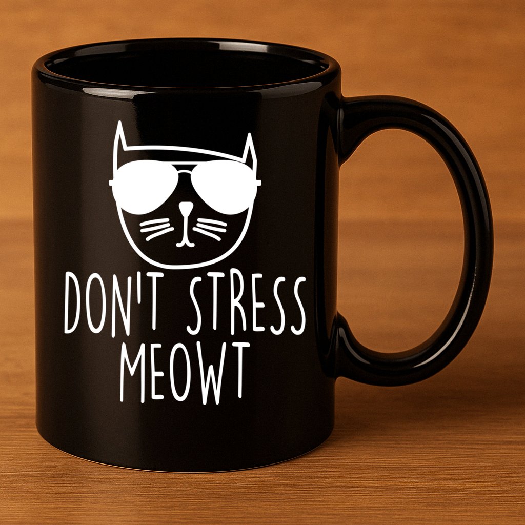 Funny Don't Stress Meowt Cat Owner Don't Stress Me Out Pun Cute Gift 11oz C Handle Ceramic Mug