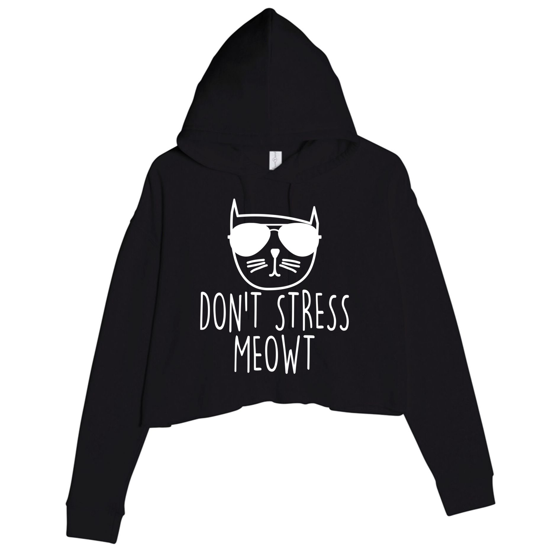 Funny Don't Stress Meowt Cat Owner Don't Stress Me Out Pun Cute Gift Crop Fleece Hoodie