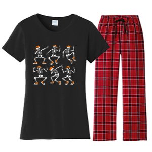 Funny Dancing Skeletons Halloween Skeleton Dance Halloween Women's Flannel Pajama Set