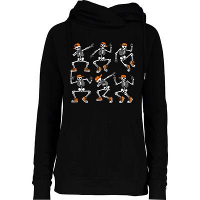 Funny Dancing Skeletons Halloween Skeleton Dance Halloween Womens Funnel Neck Pullover Hood