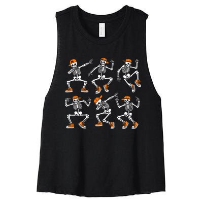 Funny Dancing Skeletons Halloween Skeleton Dance Halloween Women's Racerback Cropped Tank