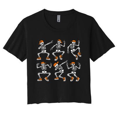 Funny Dancing Skeletons Halloween Skeleton Dance Halloween Women's Crop Top Tee