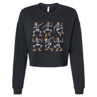 Funny Dancing Skeletons Halloween Skeleton Dance Halloween Cropped Pullover Crew