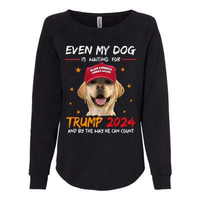 Funny Dog Saying Lover Even My Dog Is Waiting For Trump 2024 Womens California Wash Sweatshirt