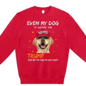 Funny Dog Saying Lover Even My Dog Is Waiting For Trump 2024 Premium Crewneck Sweatshirt