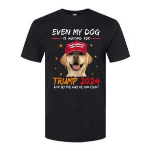 Funny Dog Saying Lover Even My Dog Is Waiting For Trump 2024 Softstyle CVC T-Shirt