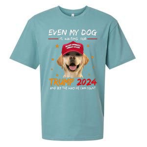 Funny Dog Saying Lover Even My Dog Is Waiting For Trump 2024 Sueded Cloud Jersey T-Shirt